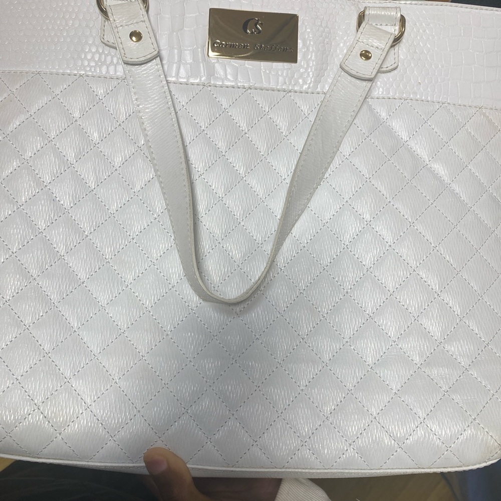 Charming Charlie White Quilted Tote Bag